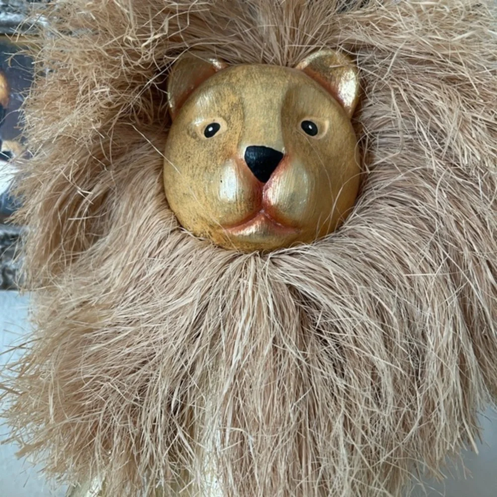 Whimsical Handcrafted‎ Golden Lion with Fluffy Mane - Pier One Decor